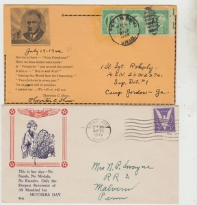 USA 1944 1945 2 Patriotic Covers good condition - Picture 1 of 2