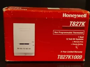 Honeywell T827K Mercury Free Heat Only Thermostat Single Stage Low Volt Systems - Picture 1 of 5