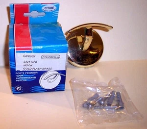 NEW !! Inda Colorella 2321-GFB Double Robe Hook, Polished Brass - NEW - Picture 1 of 1