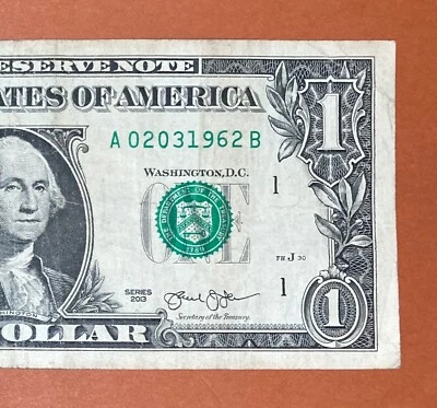 February 3, 1962 ; 2 March 1962 (A 02031962 B) $1 One Dollar Bill Birthday Note - Image 1 of 3