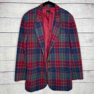 Liz Sport Vintage 100% Wool Plaid Blazer Jacket 8 - Picture 1 of 8