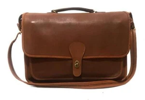 RARE Coach Vtg 70's British Tan Leather Messenger Briefcase Satchel Made in NYC - Picture 1 of 1
