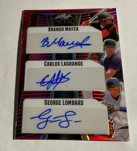2023 Leaf Metal Triple Pink Prismatic /7 George Lombard/Mayea/Lagrange Auto 💰💰 - Picture 1 of 2
