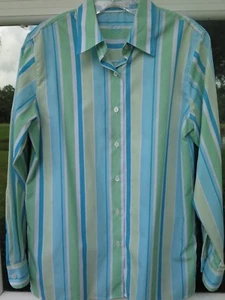 Womens Foxcroft Long Sleeve Wrinkle Free Green Striped Blouse Top Shirt Size 4 - Picture 1 of 11