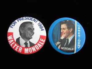 1984 Walter Mondale for President (2) 2 1/4" Pinback Buttons Mondale R/W/B - Picture 1 of 2