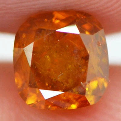 Elegante diamante naranja suelto cojín corte 1,33 quilates I1 natural mejorado pulido Foto 1 de 4