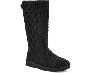 UGG CLASSIC CARDI CABLED KNIT Boots BLACK Size 5 - Picture 1 of 6
