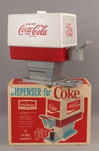 Vintage 1960s Chilton Toys Coca-Cola Soda Dispenser Plastic Toy Sign & Box - Picture 1 of 15