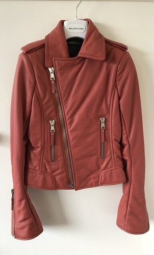 Giacca in pelle biker Balenciaga pelle pelle di salmone taglia 36