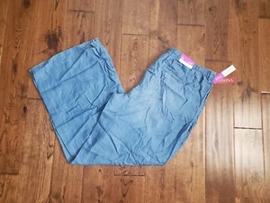 NWT Wide Leg Chambray Denim Pants Target Blue Lyocell Women's Size XL Mid-Rise - Picture 1 of 11
