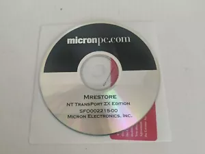 Micron PC MRestore NT Transport ZX Edition Laptop SFO002215-00 CD - Disc Only - Picture 1 of 1