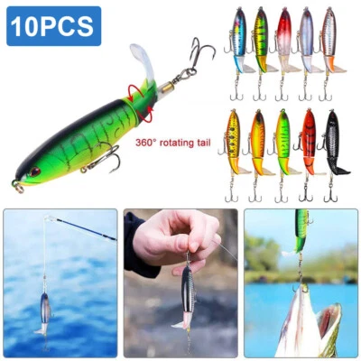 10X Señuelos de Pesca Cebo Whopper Plopper Topwater Cola Giratoria Flotante 10 Colores Foto 1 de 4
