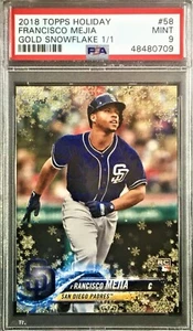 2018 Topps Holiday Gold Snowflake #58 Francisco Mejia RC PSA 9 (1/1) One of One - Picture 1 of 2