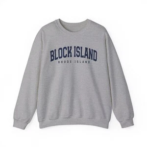 Block Island Rhode Island Trip Moving Sweatshirt Gifts Crew Neck Shirt Long Men - Picture 1 of 5