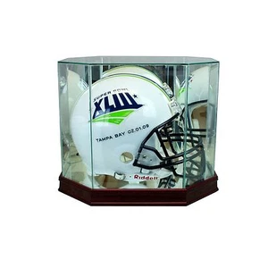 Neu Echtglas Achteck Football Helm Vitrine Kirsche Sport Zierleiste KOSTENLOSER VERSAND - Bild 1 von 3