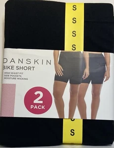 Danskin Women’s Bike Shorts 2-Pack Black Moisture Wicking Size S NEW - Picture 1 of 2