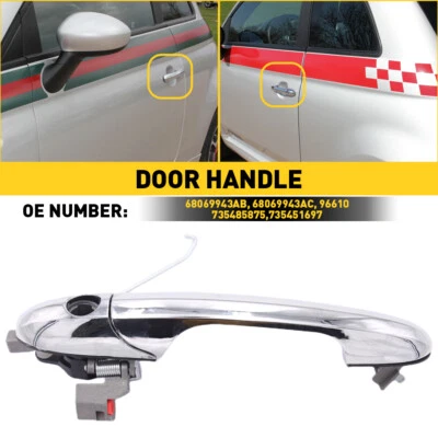 Puerta exterior nueva para manija Fiat 500 2012-2017 lado conductor delantero cromo 735485875 Foto 1 de 4