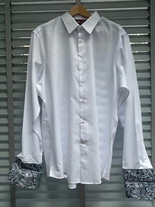 NEXT White Dress Shirt 17.5" Slim Fit Double Cuffed Mens Occasion Prom - Picture 1 of 10