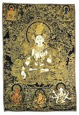 Original Tibetischer Thangka- Gobelin unter Verwendung von Goldfäden - 60x90 cm 