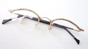 Halbrand Fassung Frauen Brille nur Oberrand occhiali gold schwarz Cateye Gr. M - Bild 1 von 4