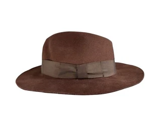 Cappello Fedora Vintage Indiana Jones Uomo Taglia Large Marrone Feltro Lana USA - Foto 1 di 8