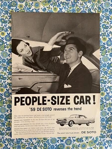 Vintage 1959 Desoto Print Ad People Size Car Man Passenger Head Room - Bild 1 von 7