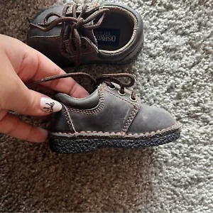 NIB Oshkosh First Step Lil Hayden Size 2 Faux Leather Lace Up Loafers Unisex - Picture 1 of 9