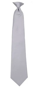 Corbata Clásica Plata Sólida con Clip Negocios Bodas Formales Fiesta - Imagen 1 de 3