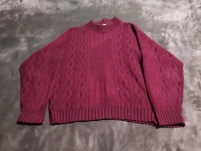 Suéter Clásico de Álamo Vintage Hecho en EE. UU. Talla M Tejido con Cable Rojo Negro *Leer* Foto 1 de 4