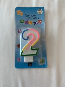 Multicolor Number 2 Birthday Candle With Happy Birthday NEW - Picture 1 of 1