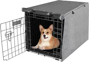 Copertura per gabbia per cani doppia porta in PET copertura per canile in poliestere adatta per gabbia in filo da 24 a 48" - Foto 1 di 11