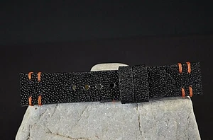 PULSERA RELOJ 26 24 22MM HECHA A MANO RAYAS AUTÉNTICAS NEGRO NARANJA PARA PANERAI MA STRAP - Imagen 1 de 9