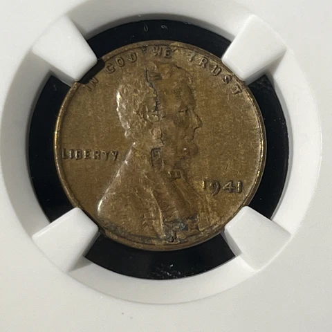 1941 1C MINT ERROR OBVERSE LAMINATION NGC AU 50 BN WHEAT PENNY Cover