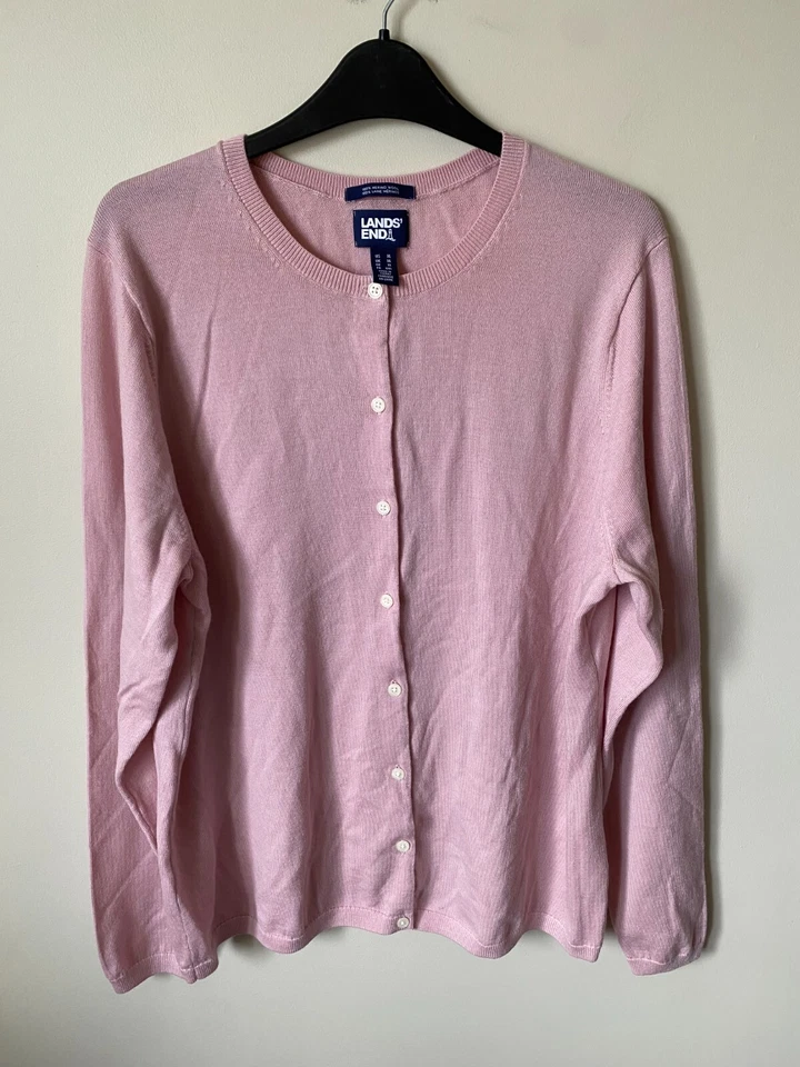 Lands End Extra Fine Merino Wool Cardigan Size XL dusky pink - Image 1 of 1