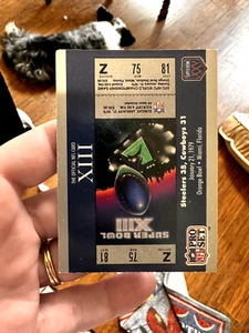 1990 NFL Pro Set Super Bowl Ticket Facts Card #13 Super Bowl XIII - Picture 1 of 2