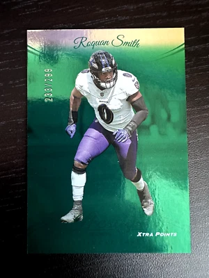 2024 Prestige Green Foil Xtra Points Roquan Smith 233/299 Baltimore Ravens #24 - Image 1 of 2