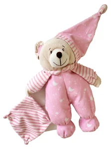 Pink Baby Bear Plush Rattle Huggable Toys PJs Cuddle Blanket Comforter Lovey 13" - Bild 1 von 4