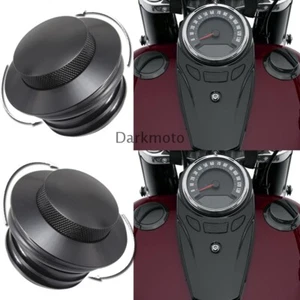 Left + Right Black Flush Mount Pop Up Vented Fuel Tank Gas Cap Fits For Harley - Picture 1 of 13