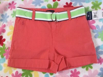 Nuevo Ralph Lauren Niñas Verano Cinturón Algodón Chino Pantalones Cortos, Naranja Rojo, Talla 7 Foto 1 de 4