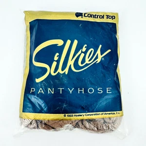 VTG Silkies Pantyhose Control Top Support Legs 122 Queen Mocha NOS NIP 1993 - Picture 1 of 6