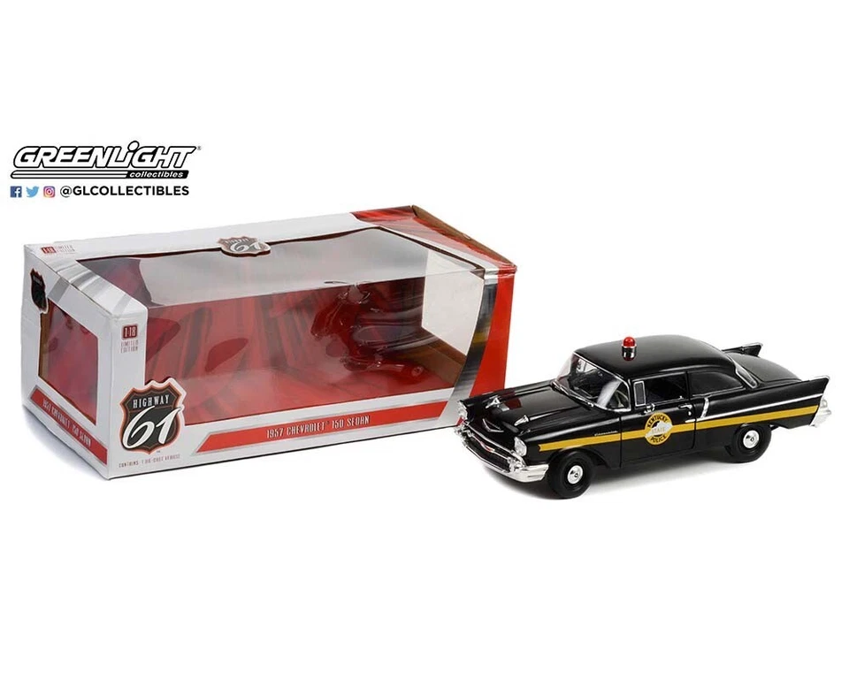 1/18 Highway 61 1957 Chevrolet 150 Sedan Kentucky State Police Car Black 18027 - Image 1 of 1