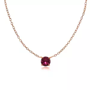 Dainty Round Created Ruby Choker Necklace in Rose Gold Plated 925 Silver - Picture 1 of 4