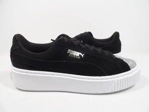 PUMA Suede Platform Glam Jr Kids Sneaker Puma Silver/Puma Black Size 5.5 - Picture 1 of 6