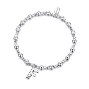 Letter F Initial Stretch Bracelet Created with Zircondia® Crystals - Picture 1 of 6