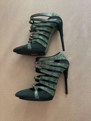 $1850 BALENCIAGA Verde GAMUZA PITÓN CUERO TIRAS PLATAFORMA ZAPATOS 37, Nuevo con Caja Foto 1 de 4