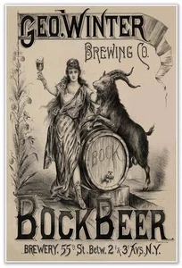 Bock Bier Druck Werbung von George Winter Brewing Co. New York City um 1900 24x36 - Bild 1 von 9