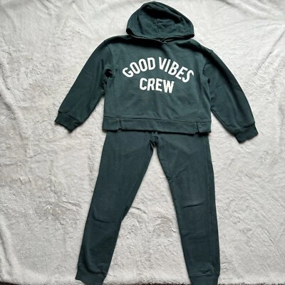 Conjunto de sudadera y pantalones con capucha de lana azul marino antiguo para niñas talla 10/12 Foto 1 de 3