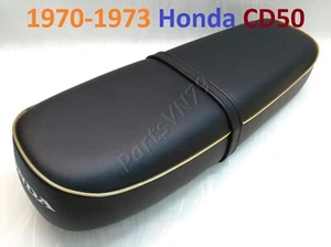 1970-1973 Honda CD50 Seat CD65 CD70 CD90 SS50 Gold Pipping Saddle. Metal Pan - Bild 1 von 11