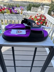 REEBOK DELTA FLOW MUJER MORADO Y NEGRO SLIP ONS, 9M, ESPUMA VISCOELÁSTICA, NUEVOS CON ETIQUETAS - Imagen 1 de 12