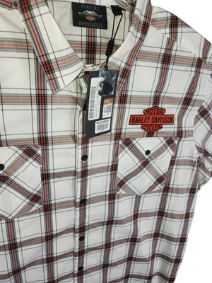 NWT 2020 Harley-Davidson Mens 3XL Button Up Shirt Check Plaid Red White HDMC New - Image 1 of 4